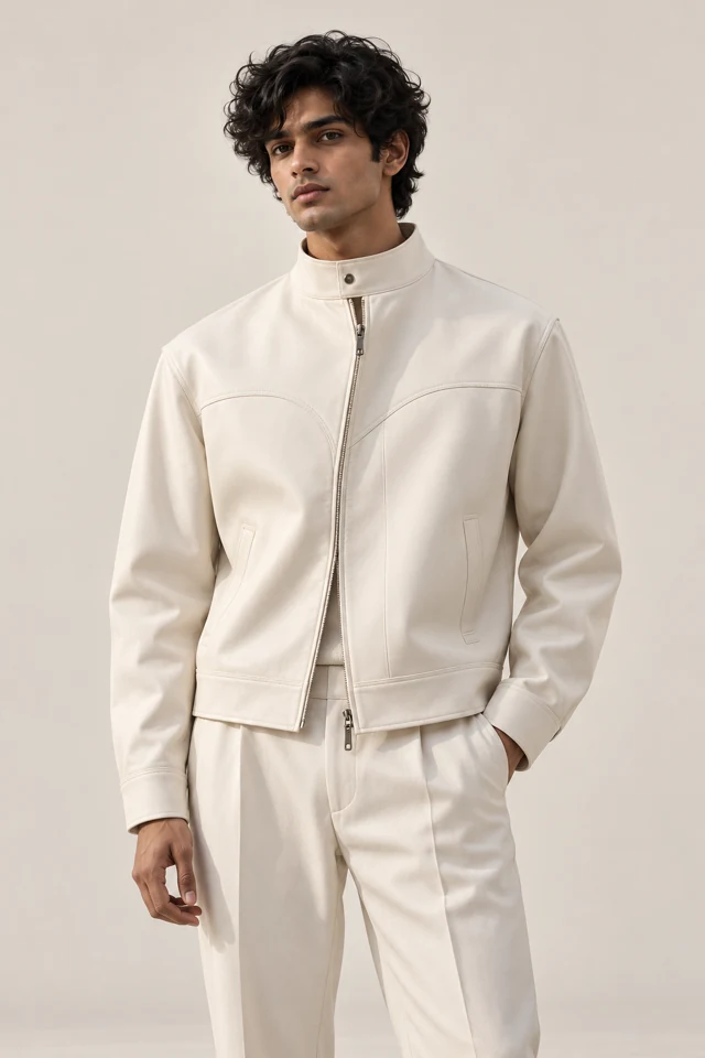 PALESSI Apex ivory jacket on a male model