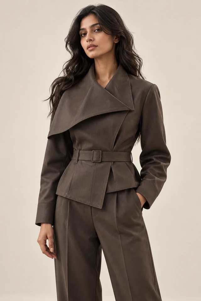 PALESSI Eclipse espresso jacket on a female model