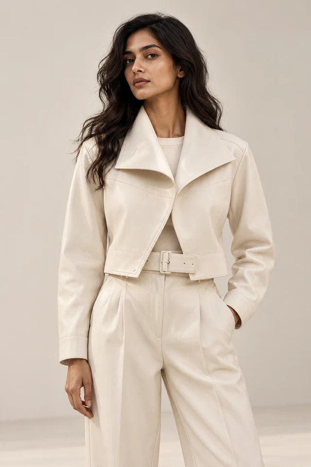 PALESSI Lume ivory jacket on a female model