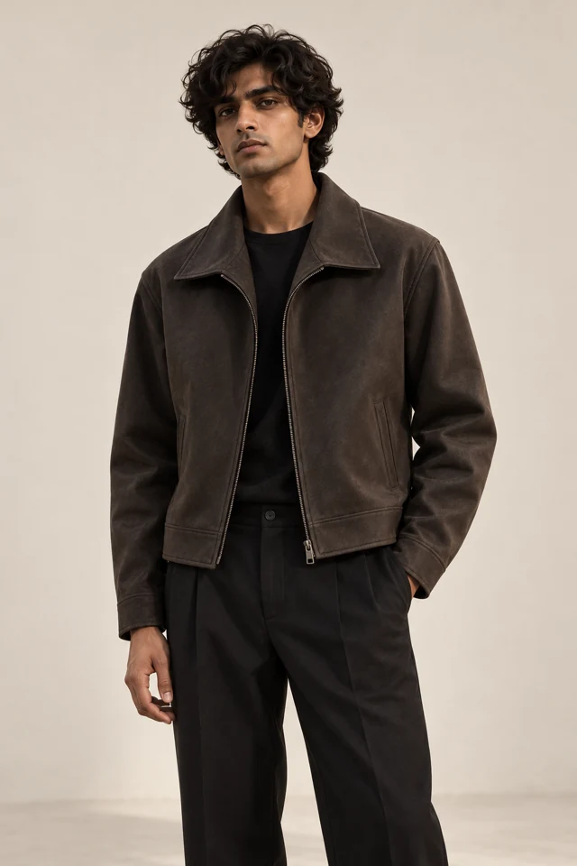 PALESSI Monolith espresso jacket on a male model