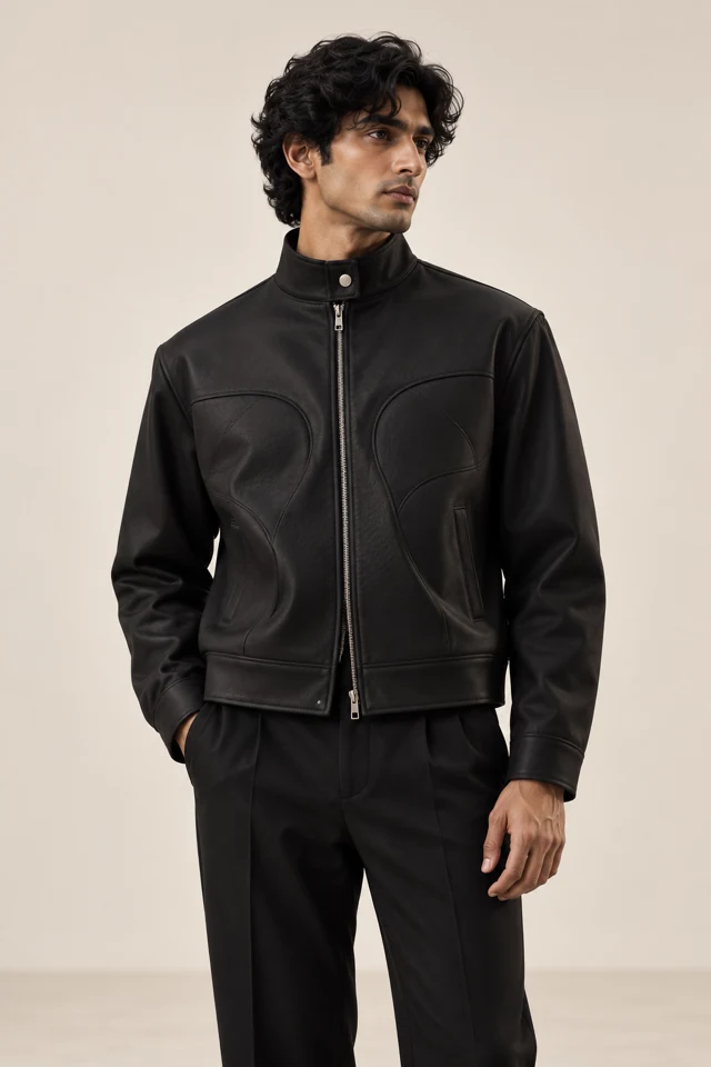 PALESSI Noir black jacket on a male model