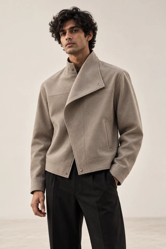PALESSI Orbit stone jacket on a male model
